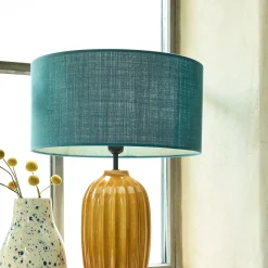 alinea Lustre De Salle À Manger|Lustre*Abat-jour cylindrique en coton D40cm - figuerolles Bleu