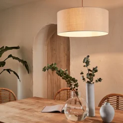 alinea Lustre De Salle À Manger|Lustre*Abat-jour cylindrique en coton D60cm - roucas Beige
