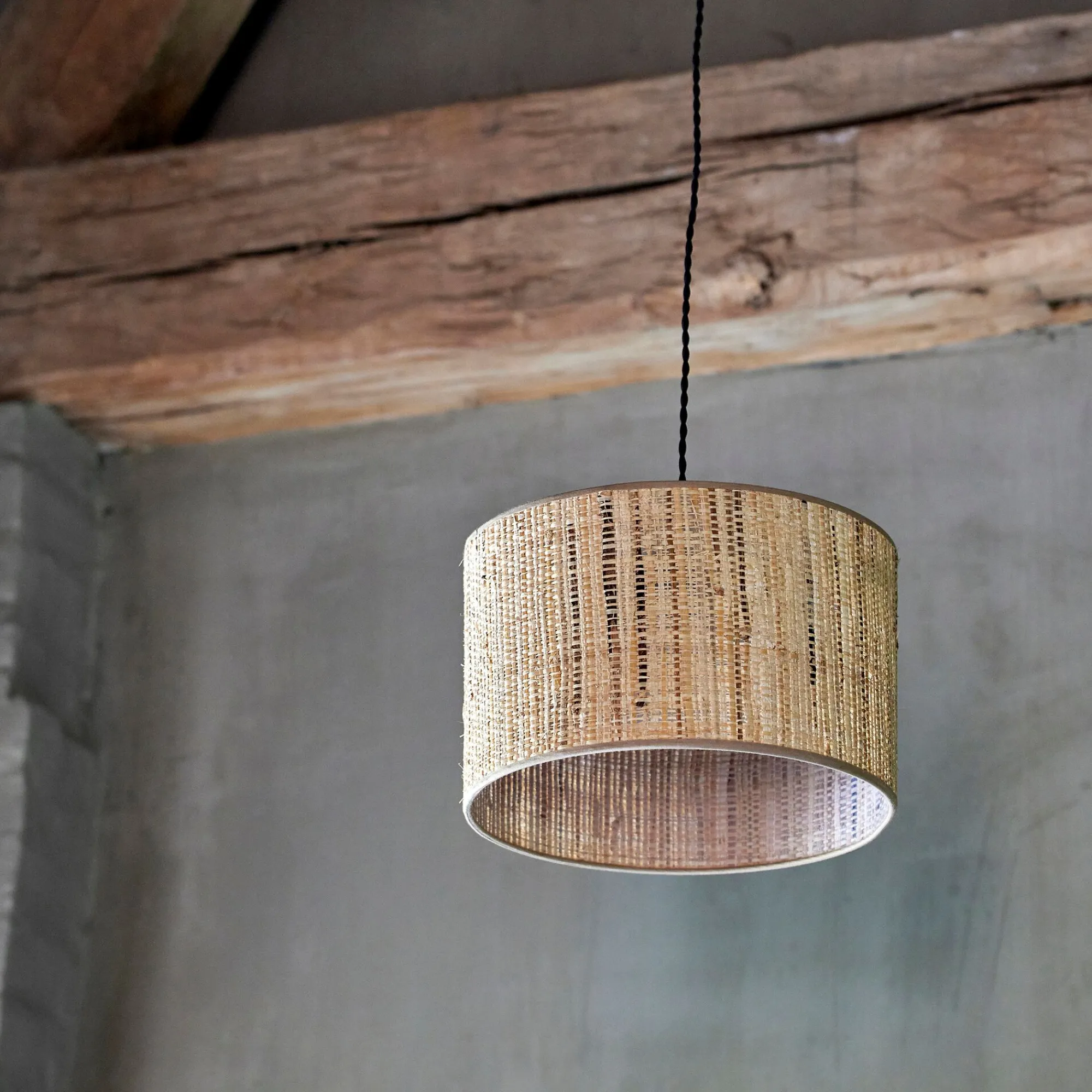 alinea Abat-Jour Suspension|Suspension Non-Électrifiée*Abat-jour cylindrique en fibres de bananier D32cm - Naturel