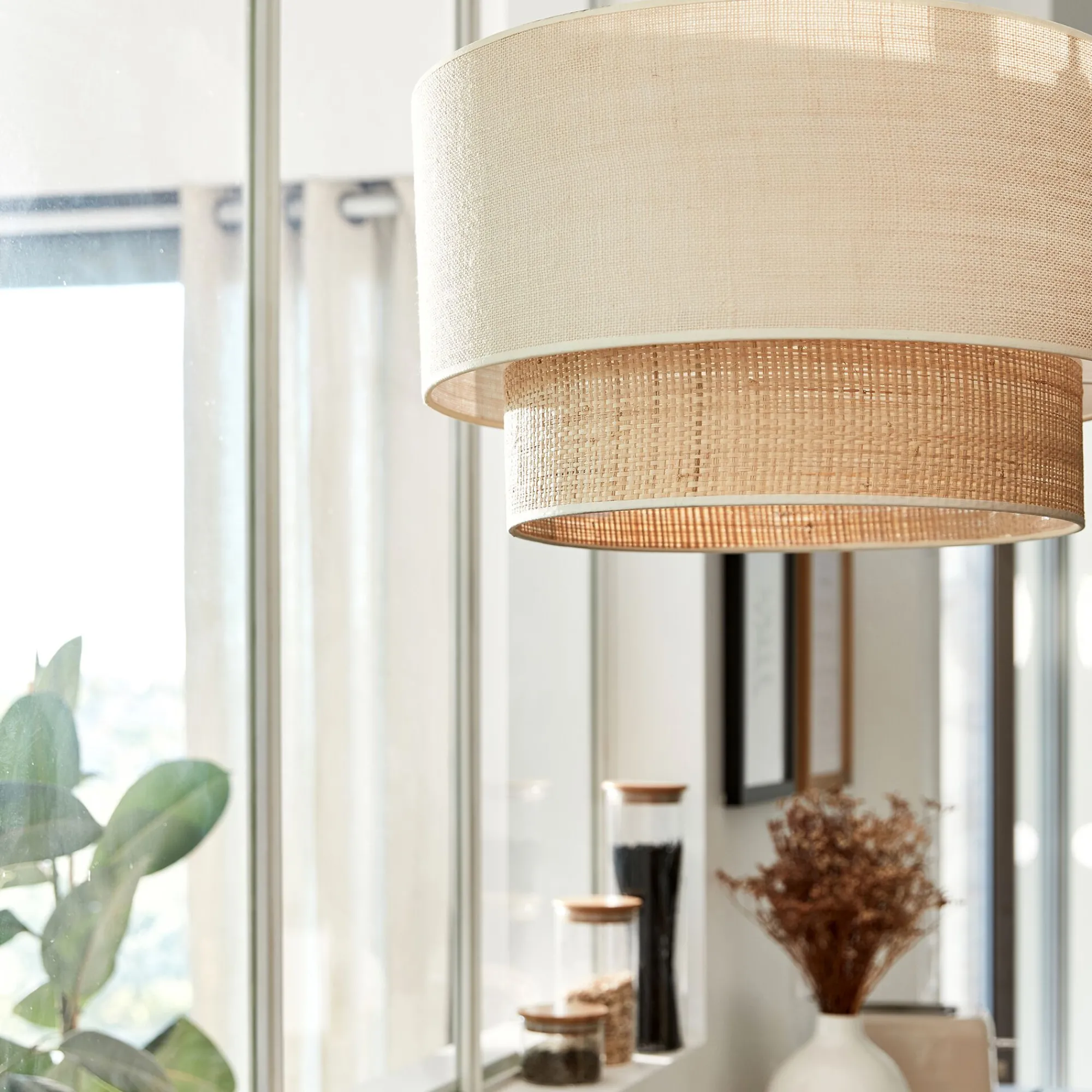 alinea Abat-Jour Naturel|Suspension Naturelle*Abat-jour cylindrique en jute D50cm - Naturel