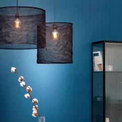 alinea Lustre De Salle À Manger|Lustre*Abat-jour cylindrique en lin D60cm - Noir