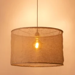 alinea Lustre De Salle À Manger|Lustre*Abat-jour cylindrique en lin D60cm - Beige
