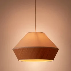 alinea Abat-Jour Suspension|Abat-Jour Naturel*Abat-jour en chêne et tissu D40cm - Blanc
