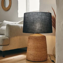 alinea Abat-Jour Lampe|Abat-Jour Naturel*Abat-jour en jute D55cm - Noir