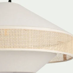 alinea Abat-Jour Suspension|Abat-Jour Naturel*Abat-jour en lin et cannage D50cm - Blanc
