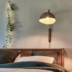 alinea Applique Murale|Suspension Naturelle*Applique murale électrifiée en métal et jonc de mer H72cm - Doré