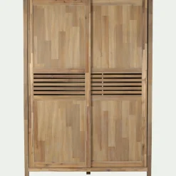 alinea Armoire*Armoire 2 portes coulissantes en acacia massif H203cm - bois clair Bois foncé