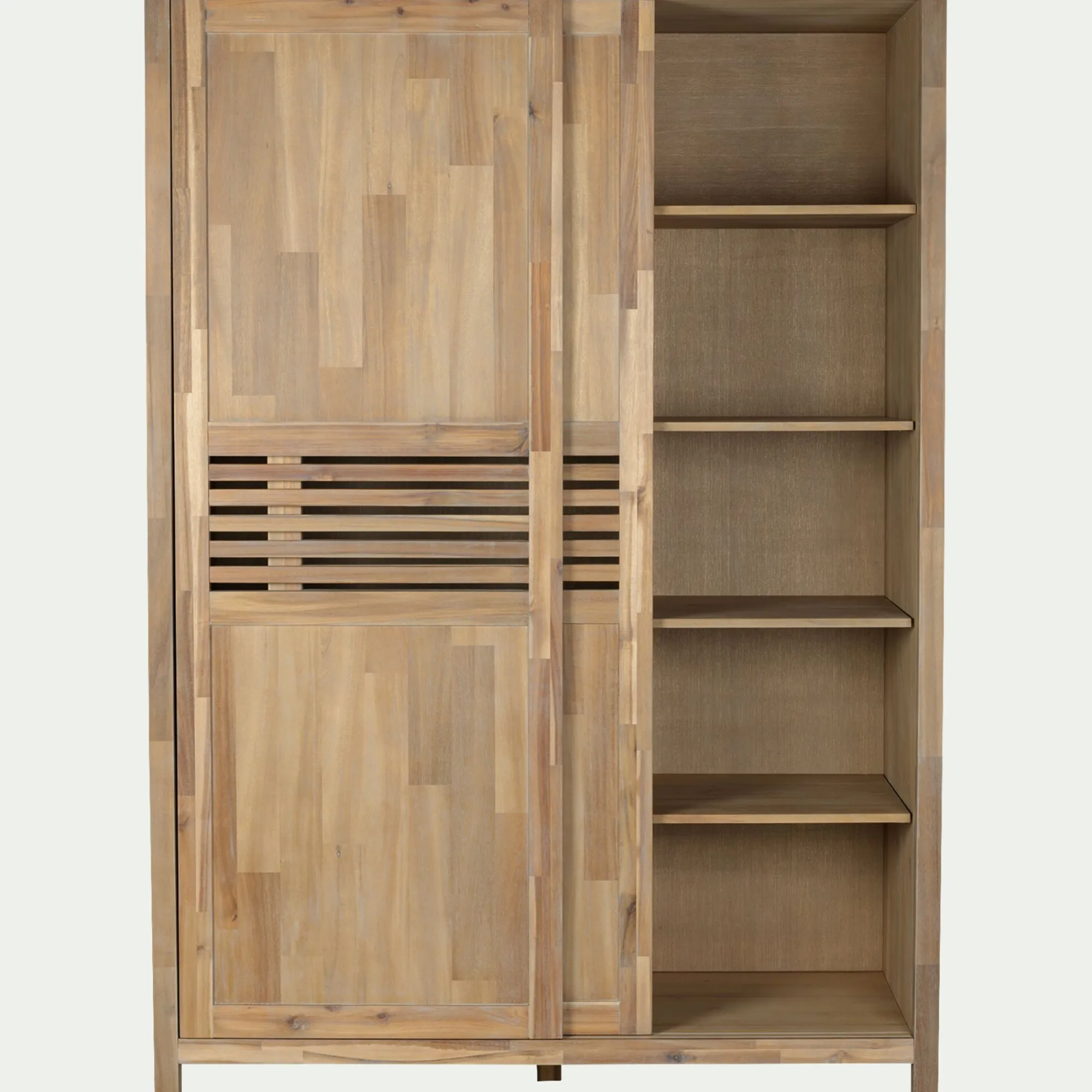 alinea Armoire*Armoire 2 portes coulissantes en acacia massif H203cm - bois clair Bois foncé