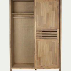 alinea Armoire*Armoire 2 portes coulissantes en acacia massif H203cm - bois clair Bois foncé