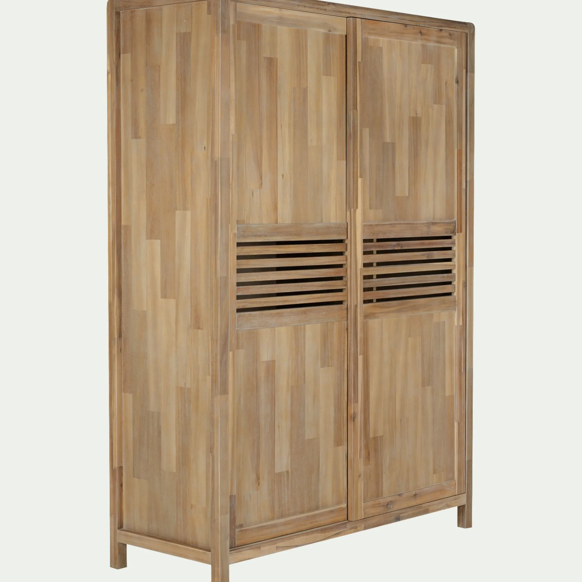 alinea Armoire*Armoire 2 portes coulissantes en acacia massif H203cm - bois clair Bois foncé