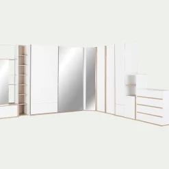 alinea Dressing*Armoire dressing avec 1 porte et 1 tiroir en bois effet chêne H235XL50cm - Blanc