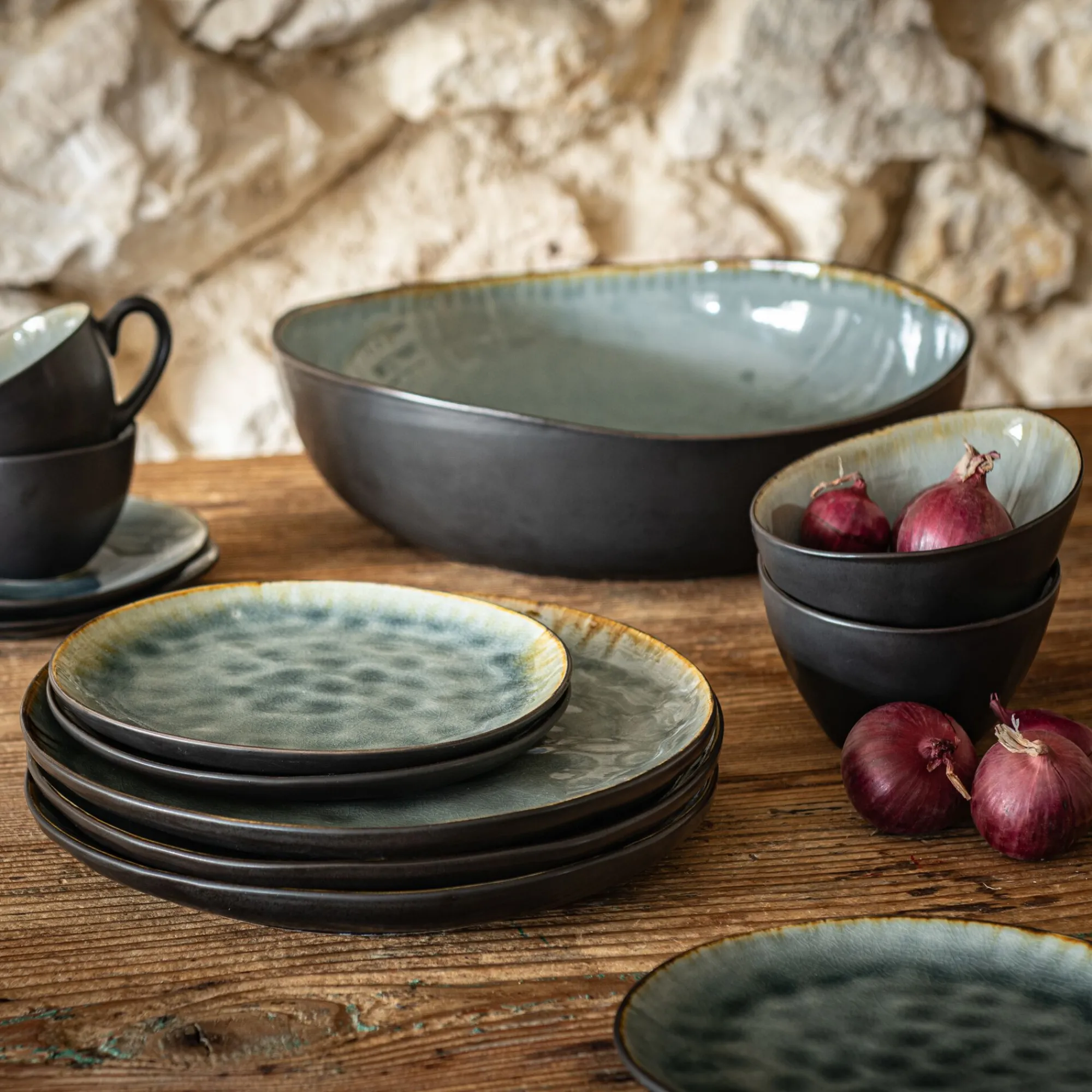 alinea Assiette|Assiette De Noël*Assiette à dessert en grès émail réactif D20cm - Gris