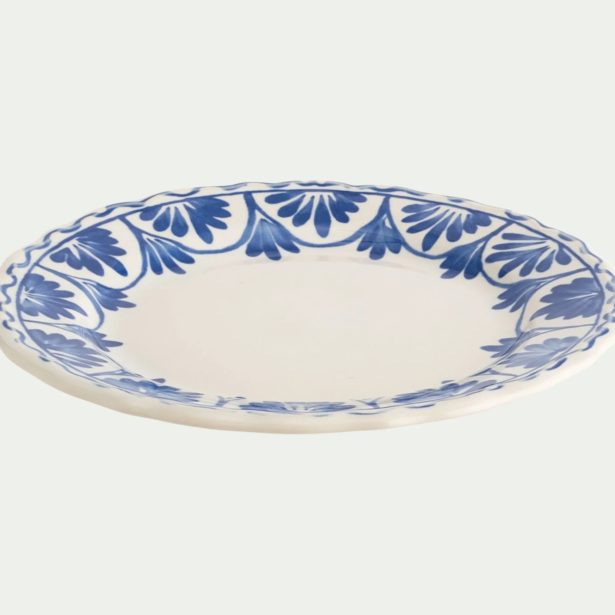alinea Assiette|Assiette De Noël*Assiette à dessert en grès D22,5cm à motif floral - Bleu