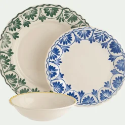 alinea Assiette|Assiette De Noël*Assiette à dessert en grès D22,5cm à motif floral - Bleu