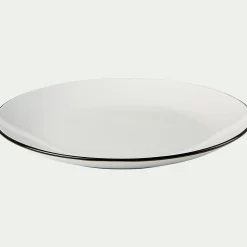 alinea Assiette*Assiette plate en grès avec liseré noir D26,8cm - Blanc