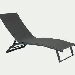 alinea Transat Et Chaise Longue*Bain de soleil en aluminium et textilène - noir