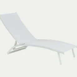 alinea Transat Et Chaise Longue*Bain de soleil en aluminium et textilène - Blanc