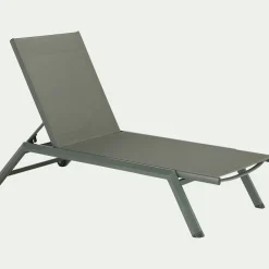 alinea Transat Et Chaise Longue*Bain de soleil en métal et toile - cèdre Vert