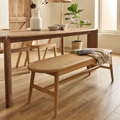 alinea Tabouret*Banc oval en acajou L150cm - Bois clair