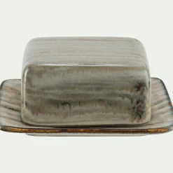 alinea Vaisselle Petit Déjeuner*Beurrier en grès réactif 9,5x12,5cm - Gris