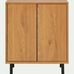 alinea Meuble D'Entrée|Bibliothèque Et Étagère*Bibliothèque 2 cases avec portes en bois L70xl36xH70cm - Bois clair