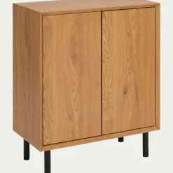 alinea Meuble D'Entrée|Bibliothèque Et Étagère*Bibliothèque 2 cases avec portes en bois L70xl36xH70cm - Bois clair