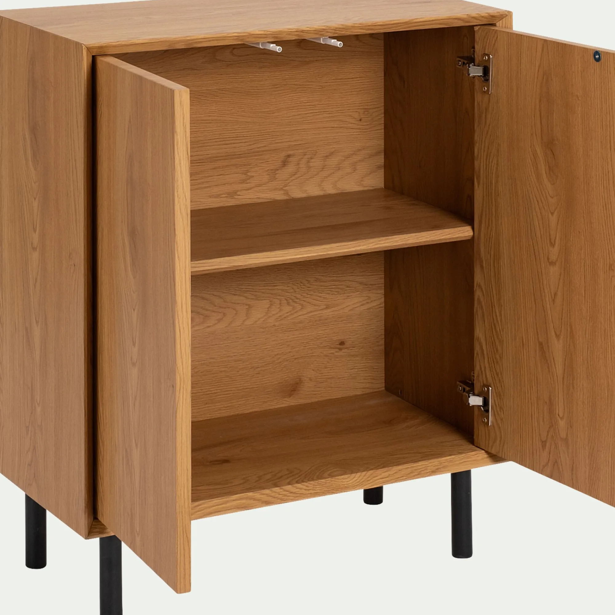 alinea Meuble D'Entrée|Bibliothèque Et Étagère*Bibliothèque 2 cases avec portes en bois L70xl36xH70cm - Bois clair