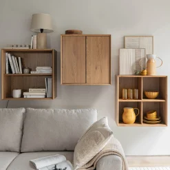 alinea Meuble D'Entrée|Bibliothèque Et Étagère*Bibliothèque 2 cases en bois L70xl36xH70cm - Bois clair