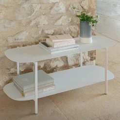 alinea Meuble D'Entrée|Console*Bibliothèque 2 tablettes en acier - L100,50xH46cm Blanc