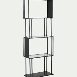 alinea Bibliothèque Et Étagère*Bibliothèque en verre et métal - L60xP30xH170cm Noir