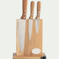 alinea Couteau De Cuisine*Bloc de 3 couteaux en acacia Bois foncé