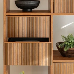 alinea Rangement À Composer*Bloc de 2 tiroirs en chêne strié L40cm - Bois foncé