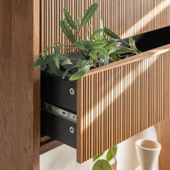 alinea Rangement À Composer*Bloc de 2 tiroirs en chêne strié L40cm - Bois foncé