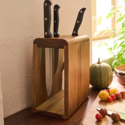 alinea Aménagement Meuble Cuisine|Couteau De Cuisine*Bloc rangement de couteaux en acacia - Bois foncé