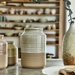 alinea Bocal De Cuisine*Bocal avec couvercle 1,95L en grès - Beige