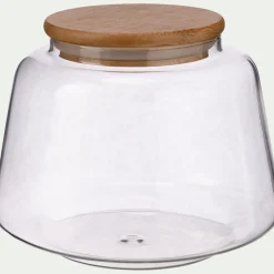 alinea Bocal De Cuisine*Bocal conique en verre avec couvercle en bambou 1L - Transparent