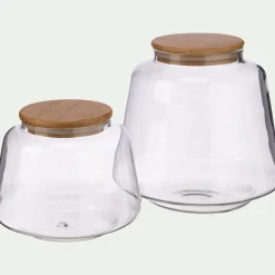 alinea Bocal De Cuisine*Bocal conique en verre avec couvercle en bambou 1L - Transparent