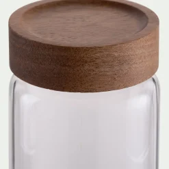 alinea Bocal De Cuisine*Bocal de conservation en verre avec couvercle en acacia 30cl - Transparent