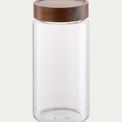 alinea Bocal De Cuisine*Bocal de conservation en verre avec couvercle en acacia 1,3L - Transparent