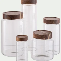 alinea Bocal De Cuisine*Bocal de conservation en verre avec couvercle en acacia 3L - Transparent