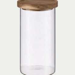 alinea Bocal De Cuisine*Bocal en verre avec couvercle en acacia 1L - Transparent