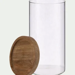alinea Bocal De Cuisine*Bocal en verre avec couvercle en acacia 1L - Transparent