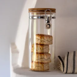 alinea Bocal De Cuisine*Bocal en verre avec couvercle en bambou 1,4L - Transparent