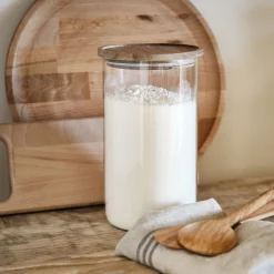 alinea Bocal De Cuisine*Bocal en verre avec couvercle en acacia 2L - transparent