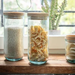 alinea Bocal De Cuisine*Bocal en verre recyclé avec couvercle en bois 82cl - Transparent