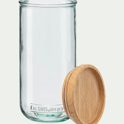 alinea Bocal De Cuisine*Bocal en verre recyclé avec couvercle en bois 82cl - Transparent