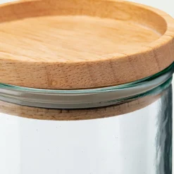 alinea Bocal De Cuisine*Bocal en verre recyclé avec couvercle en bois 82cl - Transparent
