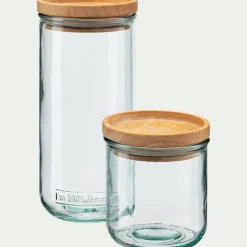 alinea Bocal De Cuisine*Bocal en verre recyclé avec couvercle en bois 82cl - Transparent