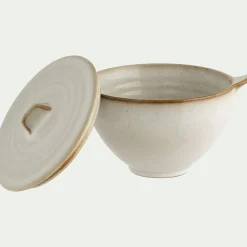 alinea Vaisselle Petit Déjeuner|Bol*Bol avec couvercle en grès D16,5cm - alpilles Beige