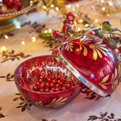 alinea Décoration De La Table De Noël|Objet Décoratif De Noël*Boîte déco boule de Noël en verre D10cm - Rouge